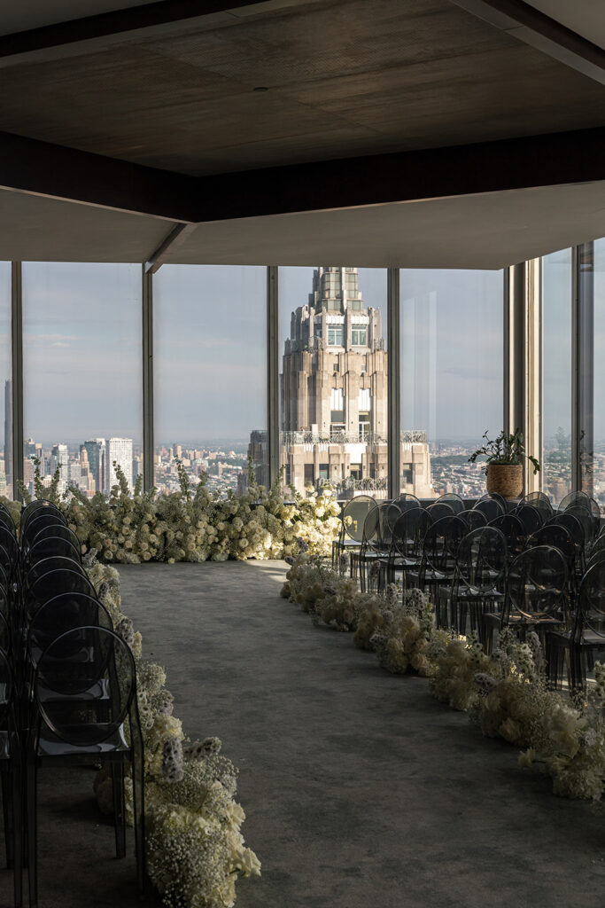 View of Manhattan Skyline from a penthouse wedding venue